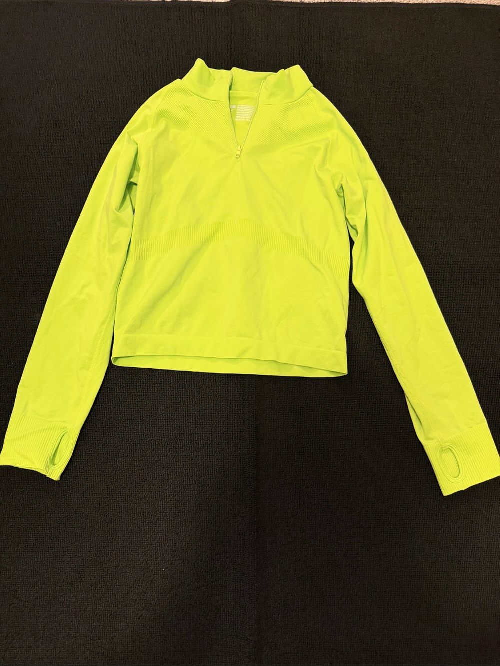 PINK Active Neon Lime Quarter Zip Long-Sleeve Top